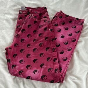 Princess Polly Pink Yin Yang Print Jeans Size 10 Women’s